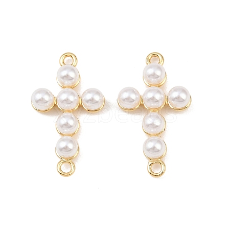 Cross Brass Connector Charms KK-P339-16G-1