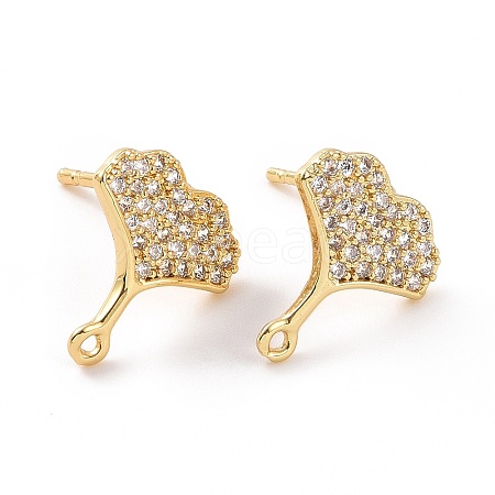 Brass Micro Pave Clear Cubic Zirconia Stud Earring Findings ZIRC-F133-10G-1