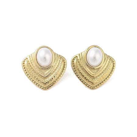 316 Surgical Stainless Steel & CCB Imitation Pearl Stud Earrings for Women STAS-B063-03G-02-1