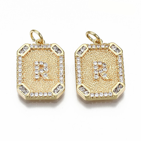 Brass Micro Pave Clear Cubic Zirconia Pendants KK-S356-234R-G-NF-1