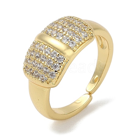 Rack Plating Brass Micro Pave Cubic Zirconia Cuff Finger Rings for Women RJEW-C114-15D-G-1