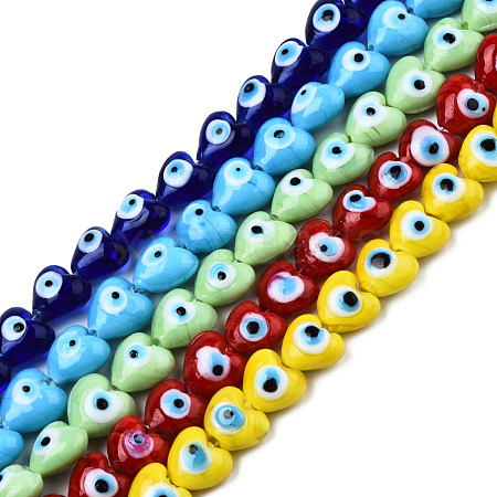Handmade Evil Eye Lampwork Beads Strands LAMP-N029-010-1