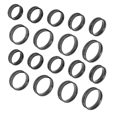 Unicraftale 18Pcs 9 Size 201 Stainless Steel Grooved Finger Ring for Men Women STAS-UN0045-60B-EB-1