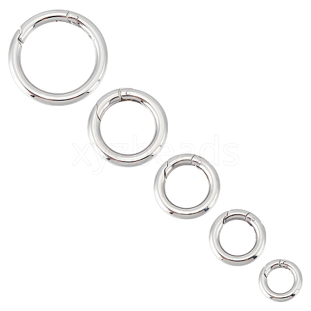 Unicraftale 5Pcs 5 Styles 316 Stainless Steel Spring Gate Rings STAS-UN0049-92-1