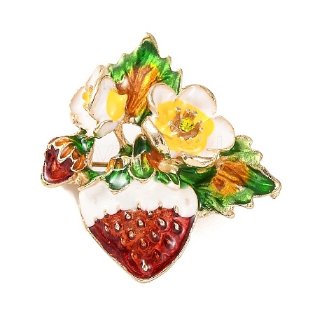 KC Gold Plated Alloy Enamel Strawberry Brooches JEWB-L017-01KCG-02-1