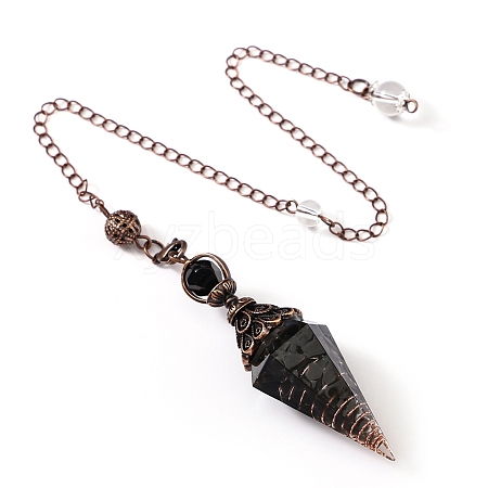 Natural Obsidian & Resin Hexagonal Pointed Dowsing Pendulums PW-WG7D05E-19-1