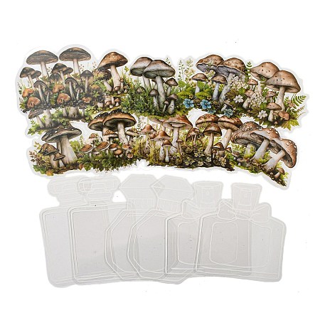 Mushroom with Bottle Waterproof PET Stickers DIY-G116-04E-1