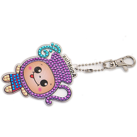 DIY Constellations Pattern Cartoon Keychain Diamond Painting Kits LS-ZODI-PW0001-107K-1