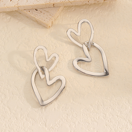 Elegant Double-layer Irregular Peach Heart Earrings EF2613-1