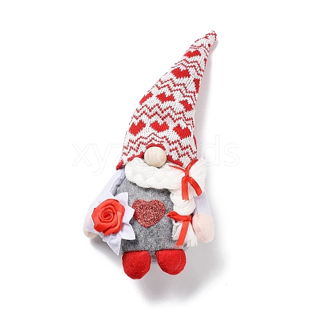 Valentine's Day Cloth Doll Gnome Figurines DJEW-K021-01B-1