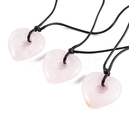 Natural Rose Quartz Pendant Necklaces NJEW-K268-01A-1