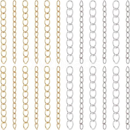 Unicraftale 120Pcs 4 Style 304 Stainless Steel Curb Chains Extender STAS-UN0038-16-1