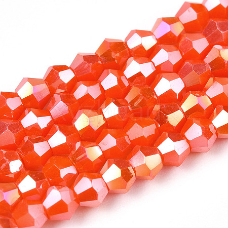 Opaque Solid Color Electroplate Glass Beads Strands EGLA-A039-P2mm-B03-1