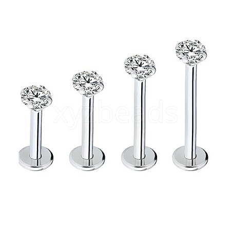 G23 Titanium Steel Clear Cubic Zirconia Threadless Labret Stud WG700A9-09-1