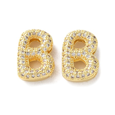 Rack Plating Brass Micro Pave Cubic Zirconia Slide Charms KK-C084-34G-B-1