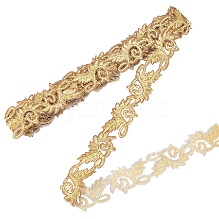 4.8M Iron on/Sew on Ethnic Style Embroidery Flower Polyester Hollow Lace Ribbons OCOR-WH0070-97-1