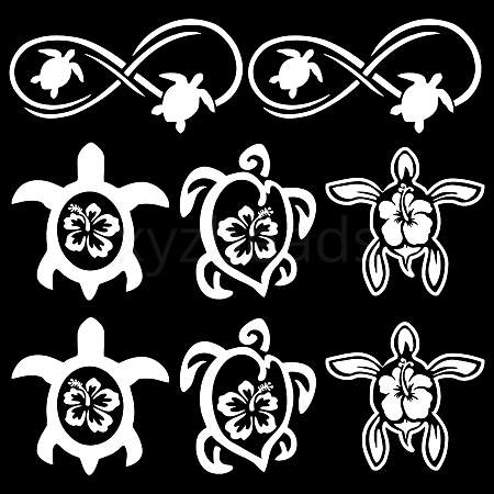 Gorgecraft 8 Sheets 4 Style Turtle & Infinity Laser Style PET Waterproof Self-Adhesive Stickers STIC-GF0001-01B-1