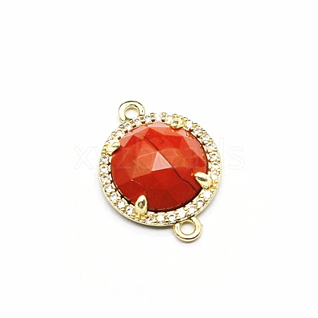 Natural Red Jasper Connector Charms PW-WGD2653-09-1