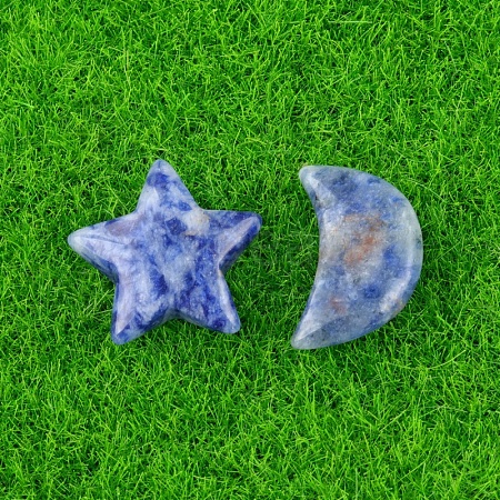 Natural Blue Spot Jasper Healing Moon & Star Ornaments X1-PW-WG13036-02-1