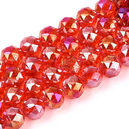 AB Color Plated Transparent Glass Round Beads Strands EGLA-T029-8mm-12T-11-1