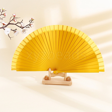 Spanish Solid Color Bamboo with Paper Folding Fan PW-WGF3F0E-03-1