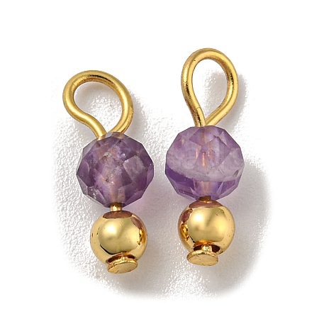 Natural Amethyst Faceted Round Charms PALLOY-NH00004-1