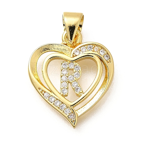 Rack Plating Brass Micro Pave Cubic Zirconia Pendants KK-L226-101G-R-1