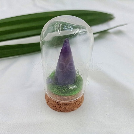 Natural Amethyst Cone Display Decoration with Glass Dome Cloche Cover PW-WGA23BB-01-1