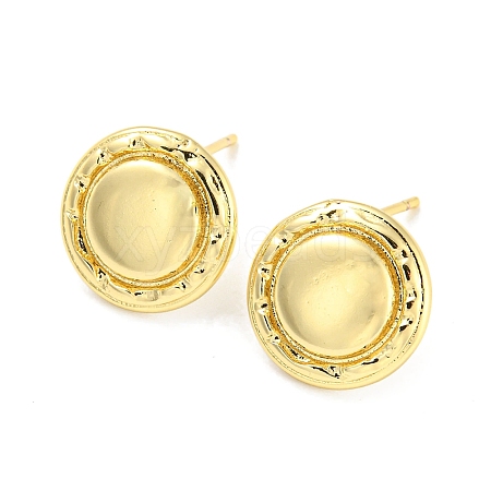 Rack Plating Brass Flat Round Stud Earrings for Women EJEW-F326-27G-1