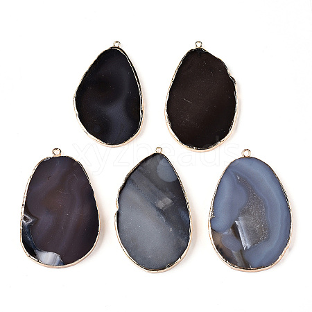 Natural Grey Agate Big Pendants KK-F882-01G-1