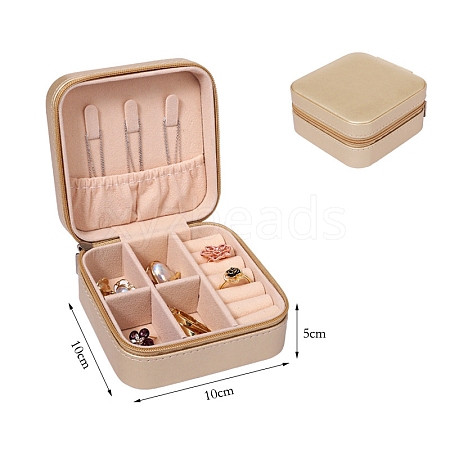 Square PU Leather Jewelry Organizer Zipper Boxes PW-WG92942-14-1