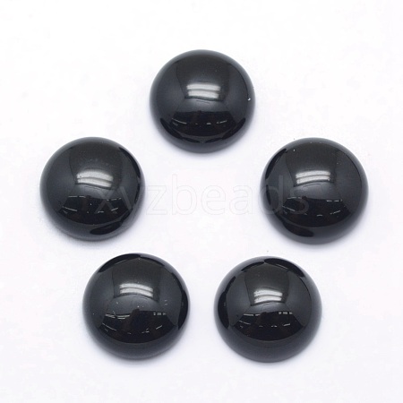 Natural Black Agate Cabochons G-P393-R02-8MM-1