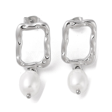 304 Stainless Steel Plastic Bead Stud Earrings EJEW-S227-03P-1