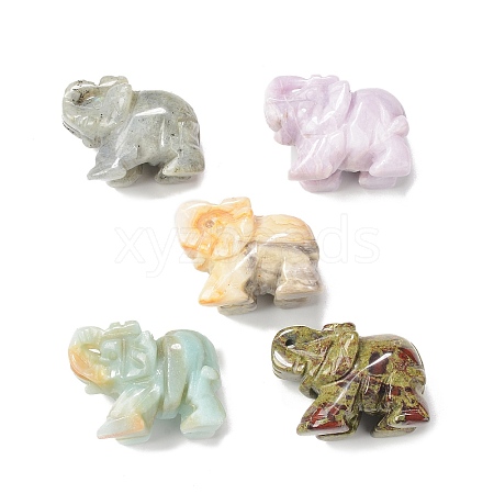 Elephant Natural Gemstone Figurine Display Decoration G-F737-02B-1