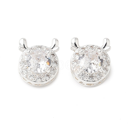 Brass Micro Pave Cubic Zirconia Beads KK-G531-01S-03-1