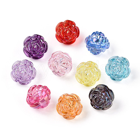 Transparent Acrylic Flower Beads TACR-T028-02-1