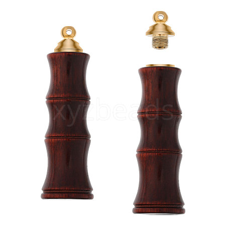 Wood Bamboo Joint Shaped Perfume Bottle Big Pendants WOOD-WH0001-09-1