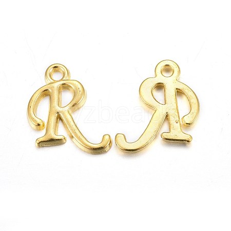 Golden Plated Alloy Letter Pendants PALLOY-J718-01G-R-1