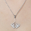 Non-Tarnish 201 Stainless Steel Hollow Ginkgo Leaf Pendant Necklace NJEW-OY001-64-1