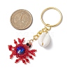 Crab Glass Seed Beads Pendant Keychain HJEW-MZ00106-01-3