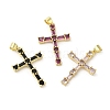 Rack Plating Brass Micro Pave Cubic Zirconia Pendants KK-C052-09G-1