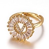 Brass Micro Pave Cubic Zirconia Adjustable Rings RJEW-F071-V-G-RS-1
