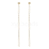 Natural Pearl Beaded Long Chain Dangle Stud Earrings EJEW-JE04932-1