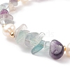 Natural Fluorite Chips & Pearl Beaded Slider Bracelet BJEW-JB08334-01-4