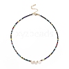 Shell & Glass Beaded Necklace for Women NJEW-JN03910-3