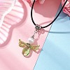 Angel Glass Sead Beaded Wing Pendant Necklaces NJEW-MZ00090-05-1