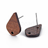 Walnut Wood Stud Earring Findings WOOD-S054-50-3