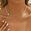 Elegant Brass Enamel Butterfly Imitation Pearl Three Layers Necklaces for Women AF5436-1-2