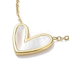 Natural Shell Heart Pendant Necklace with 201 Stainless Steel Cable Chains NJEW-D055-04G-4