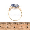 Gemstone & Shell Pearl Copper Wire Finger Rings for Women RJEW-JR01110-5